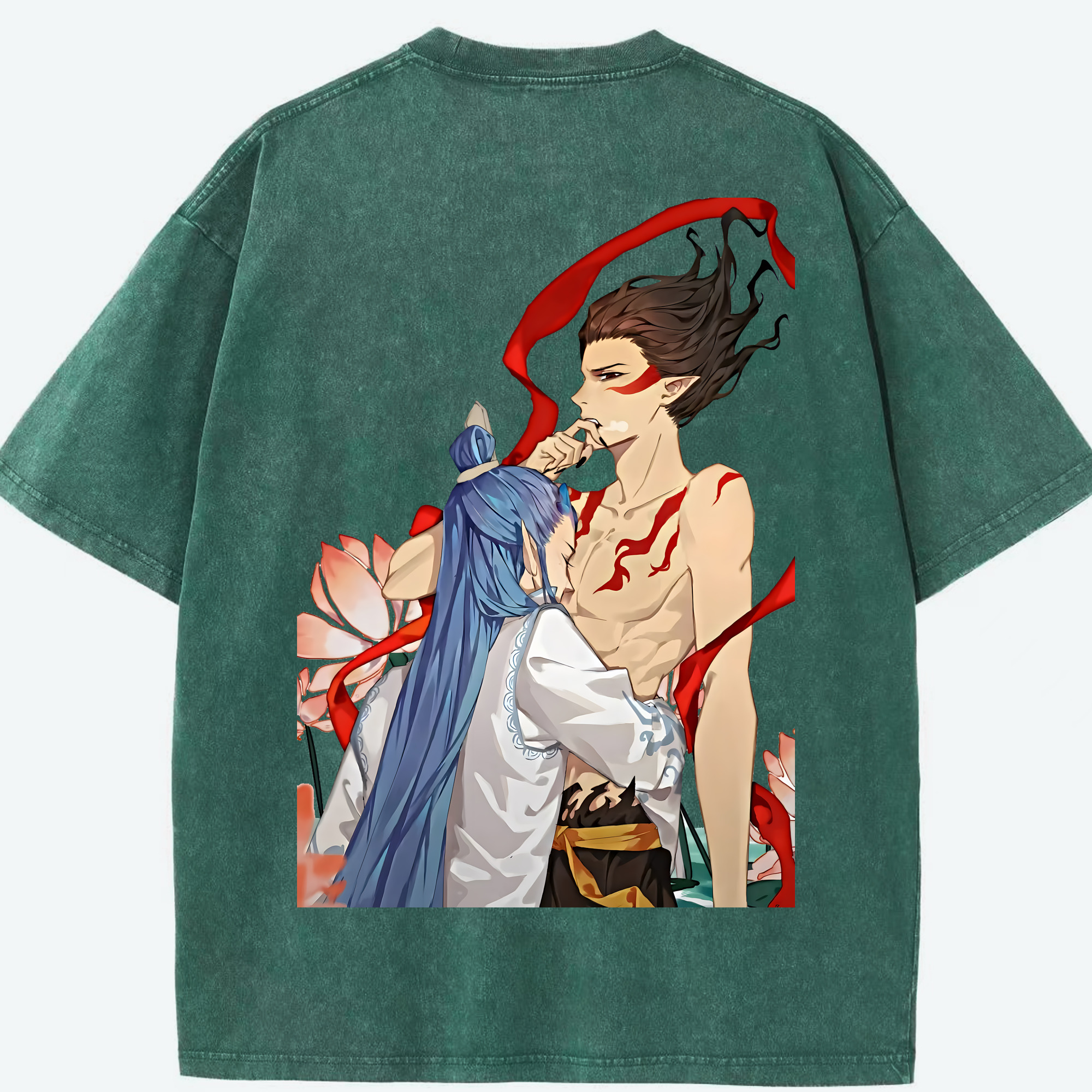 （画像用） Ne Zha 2 ナタ 魔童の大暴れ 綿100% ヴィンテージ風 半袖Tシャツ（背面プリント）